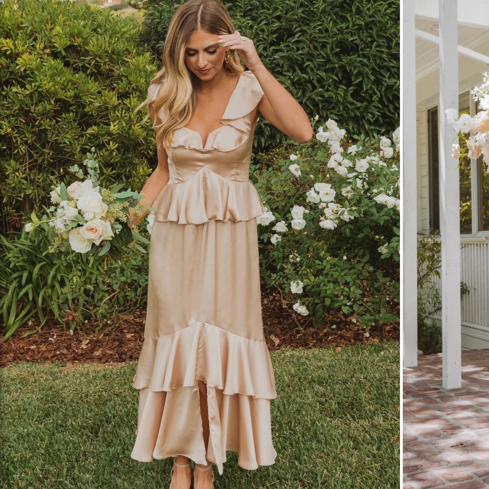 COPY - Show me your Mumu - Reese ruffle dress - champagne luxe satin